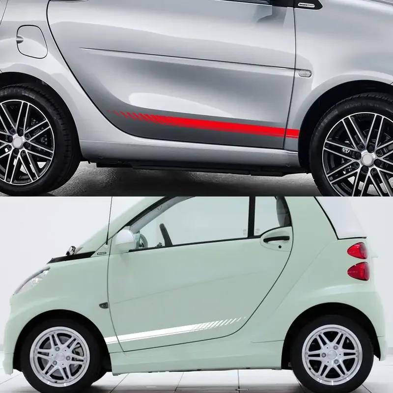 2PCS Car Door Side Skirt Stripe Sticker For Smart 451 453 Fortwo Forfour Auto Waist Line Vinyl Film Decal Decoration Accessories