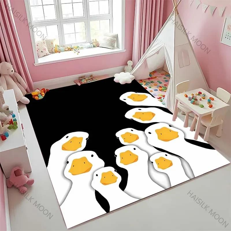 Interesting Duck 3D HD Cartoon Area Carpet,Rug for Living Room Bedroom Office Sofa Kitchen Doormat Decor,Kids Non-slip Floor Mat