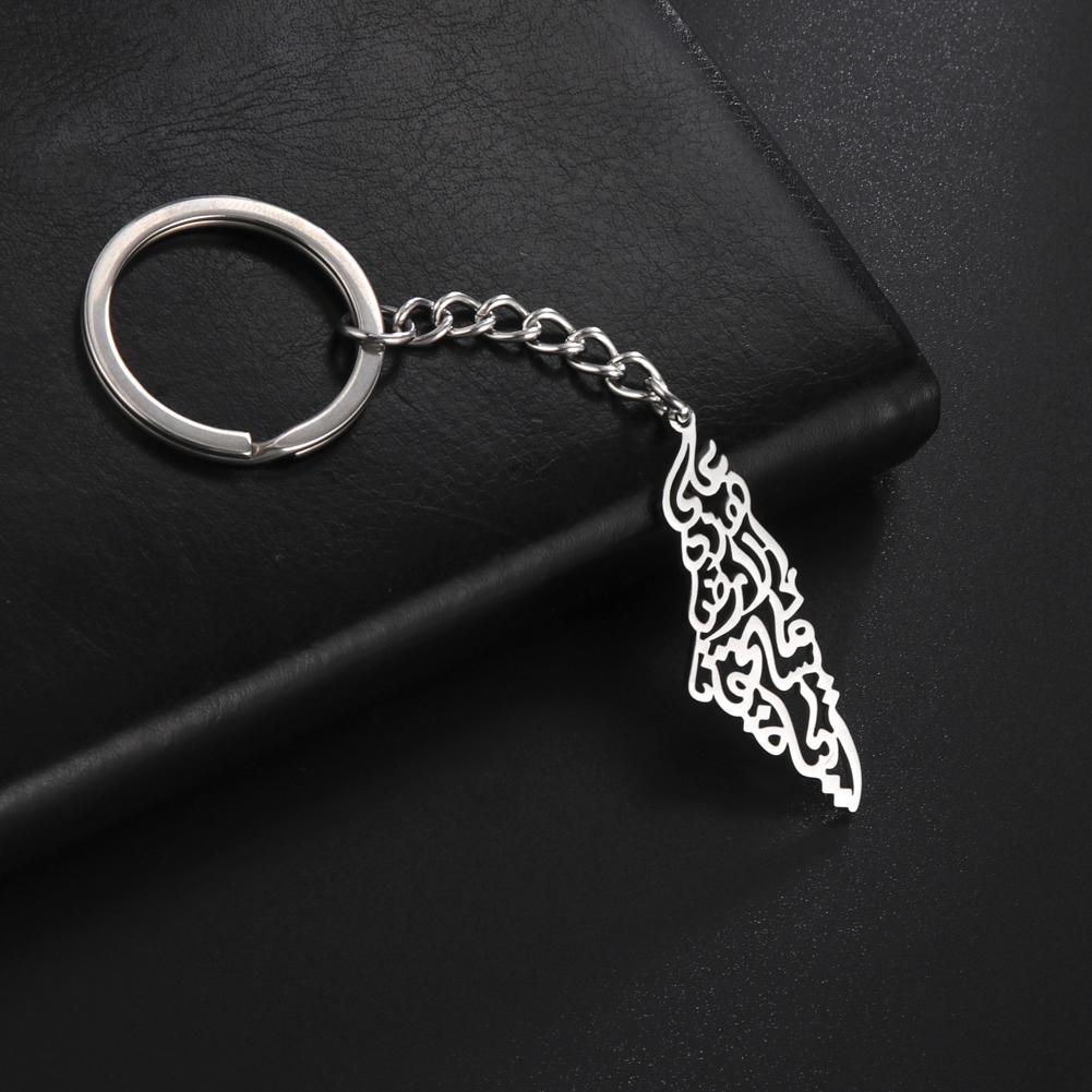 Dreamtimes Fashion Stainless Steel Keychain Necklace Car Bag Pendant Charm Muslim Amulet Islamic Rune Jewelry Gift