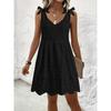 Women's Summer Jacquard Embroidery Slip Dress Temperament V-neck Sleeveless Off-the-shoulder Dress