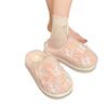 Fashion Cute Butterfly Decor Fluffy Slippers for Women Winter Thickened Warm Plush House Shoes Woman Thick Sole Pearl Indoor Slippers