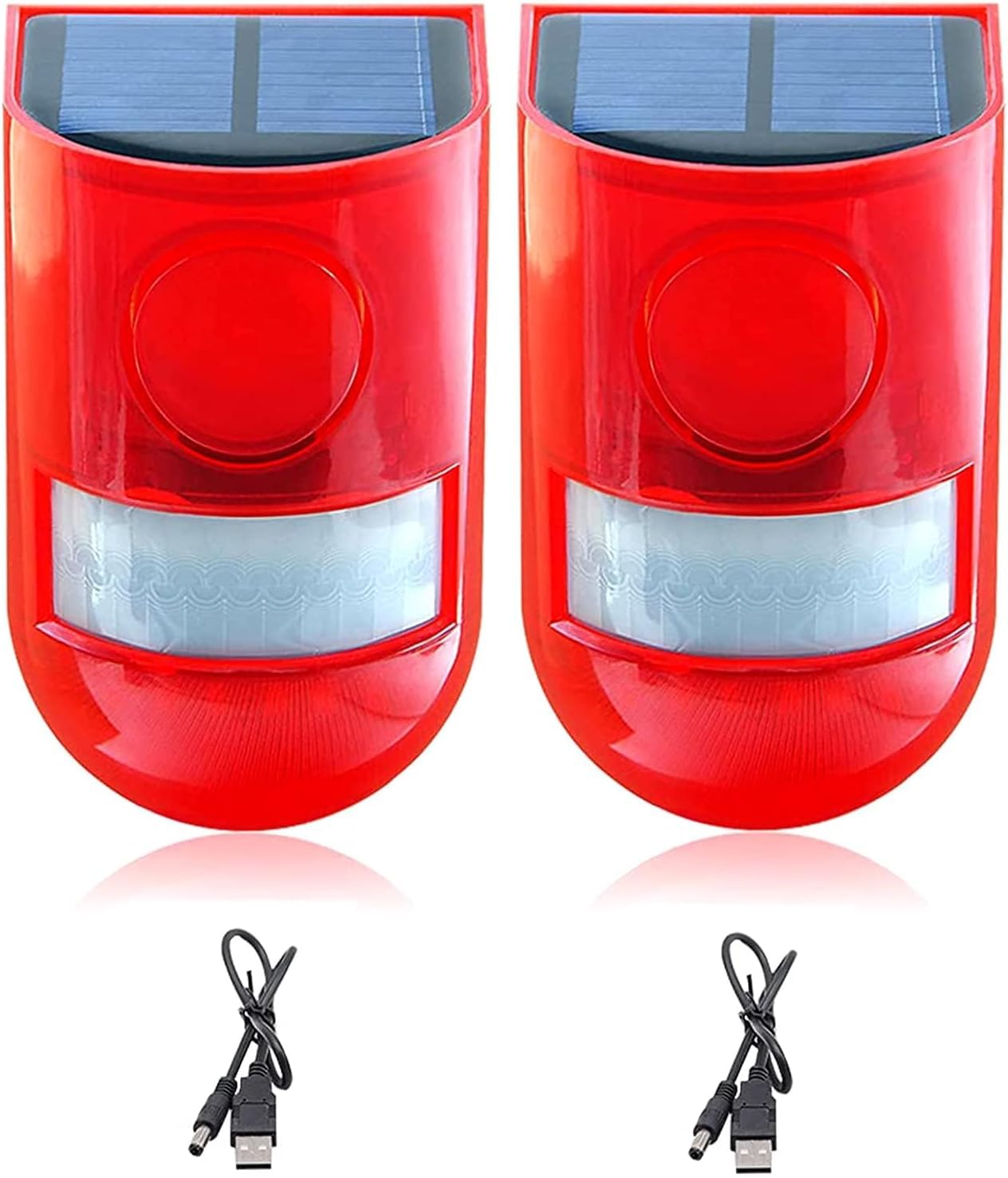 

SCOCCA Solar Warning Light 2pcs Outdoor Solar Charging Motion Sensor Alarm Automatic Motion Sensor Light 110dB Siren Sound Deck Light Alarm Strobe Red
