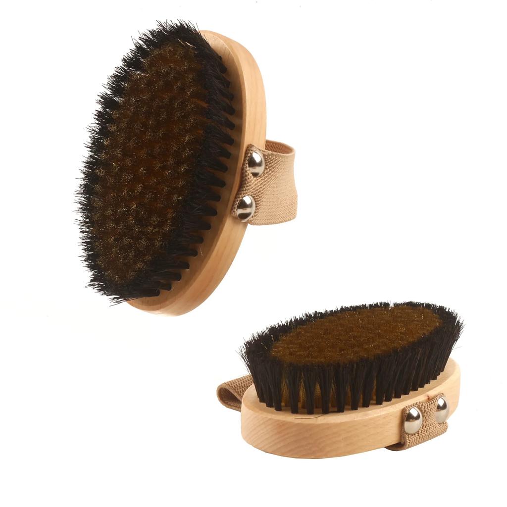 Natural Beech Bristle Brush Bath Brush Meridian Dredging Body Beech Wood Dry Brush Exfoliatin Massage Control Blood Circulation