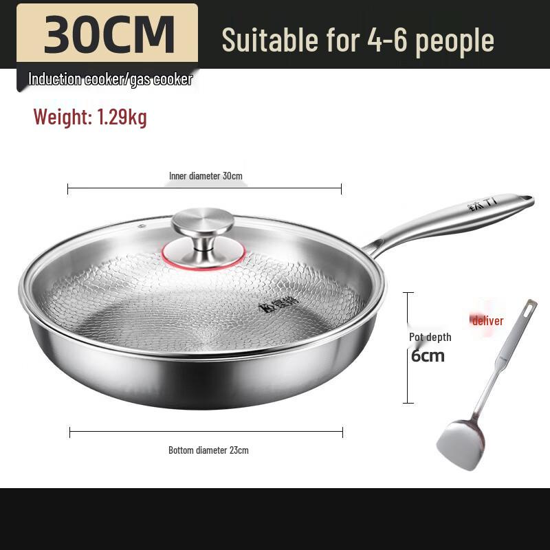 Wutuo 30cm Uncoated Hammered Titanium Frying Pan