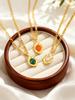 Chic Natural Malachite Texture Necklace for Women Gold Color Stainless Steel Link Chain Necklaces Charm Jewelry Party Gift