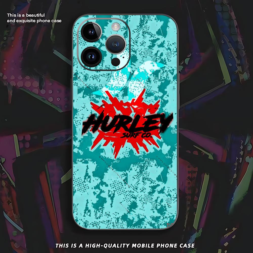 Hot Brand Hurley Phone Case For iPhone 17 16 e 15 14 13 12 11 XS XR Plus Mini Pro Max Soft black Shockproof Cover