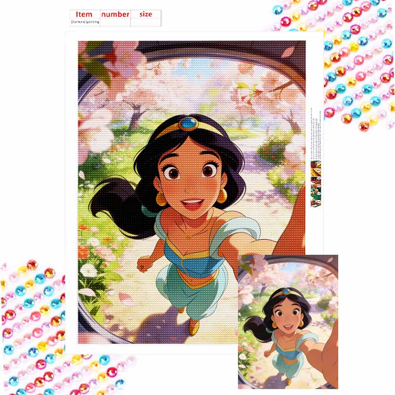 Disney Jasmine Princess cherry blossom selfie diamond painting mosaic diamond art painting kit handmade diy home decoration
