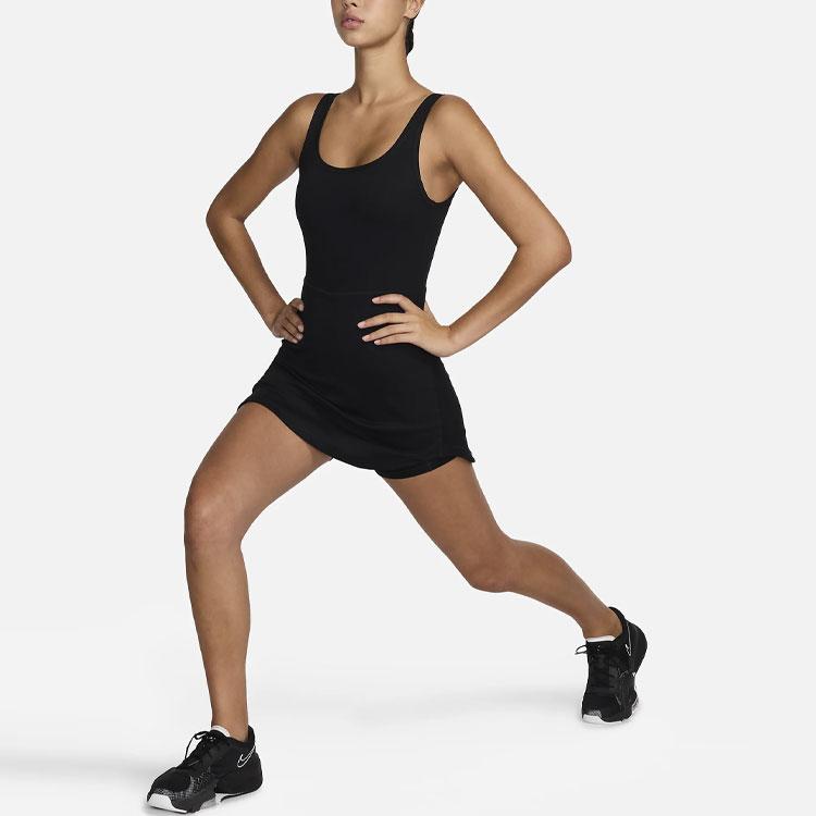 Nike One Solid Color Comfortable Casual Knitted Sleeveless Dress Women Dresses Black FQ7865-010