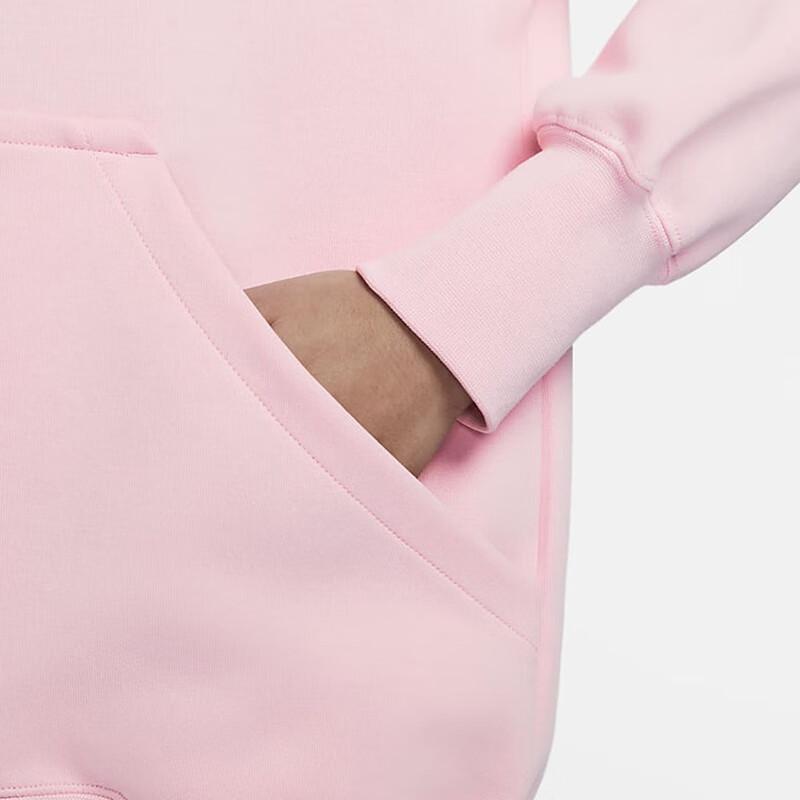 Nike Dámská mikina s kapucí s logem srdce v jednotné barvě, růžová FD9932-690