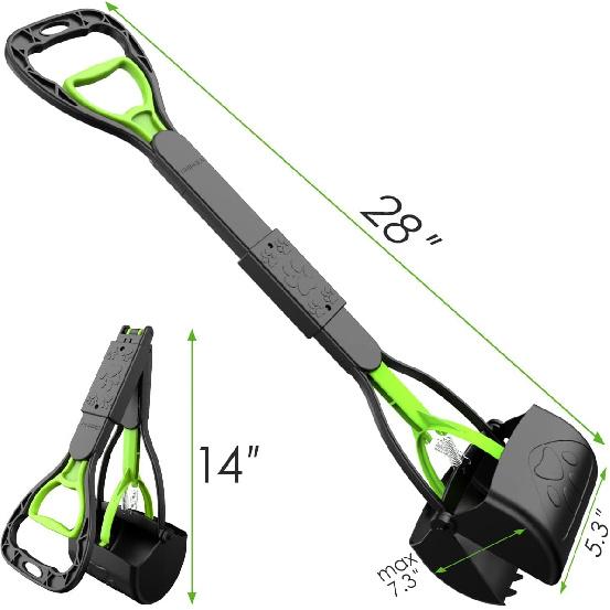 TIMINGILA Pooper Scooper 28" Long Handle Portable Pet Poop Scooper for Large and Small Dogs,High Strength Material and Durable Spring,Great for