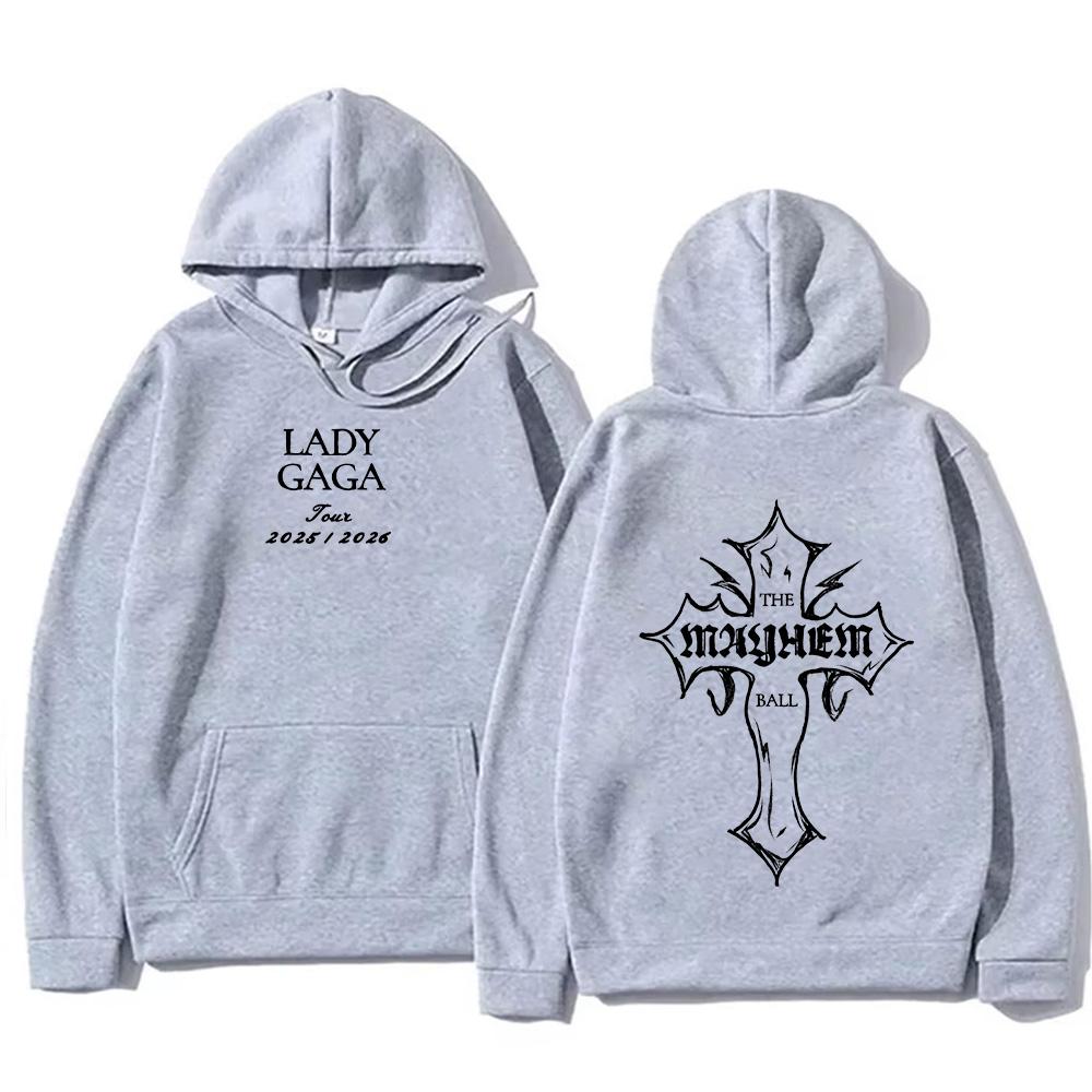 Lady Gaga Fashion Hoodies Lady Gaga MAYHEM Cross Cutoff Print Sweatshirt Fall Retro With Hooded Clothing Unisex Loose Streetwear