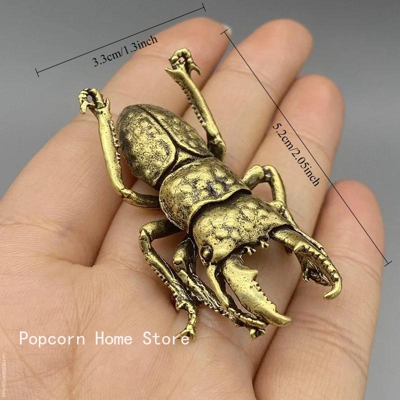

Solid Brass Insect Brave Beetles Antique Figurines Mini Tea Pet Funny Beetle Crafts Desktop Small Ornaments Home Decoration Gift