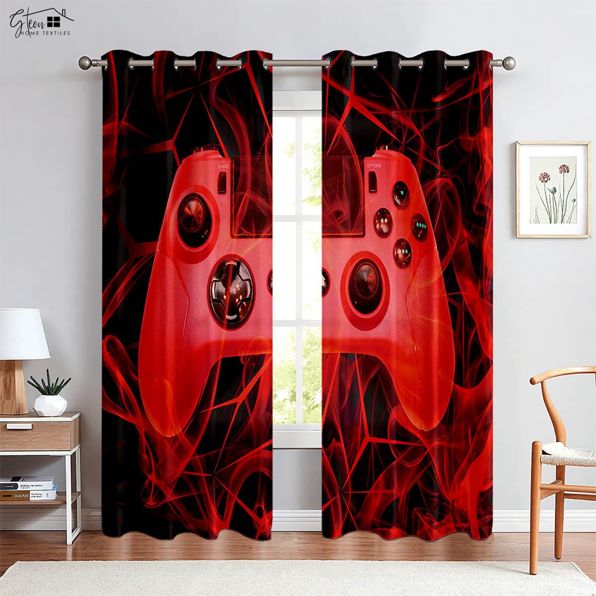 

Lightning Note Game Controller Printed Drapes 100 Polyester Material Living Area E Sports Room Elegant Kids Bedroom Decoration Drapes W50xH130(CM)x2PCS&Rod pocket