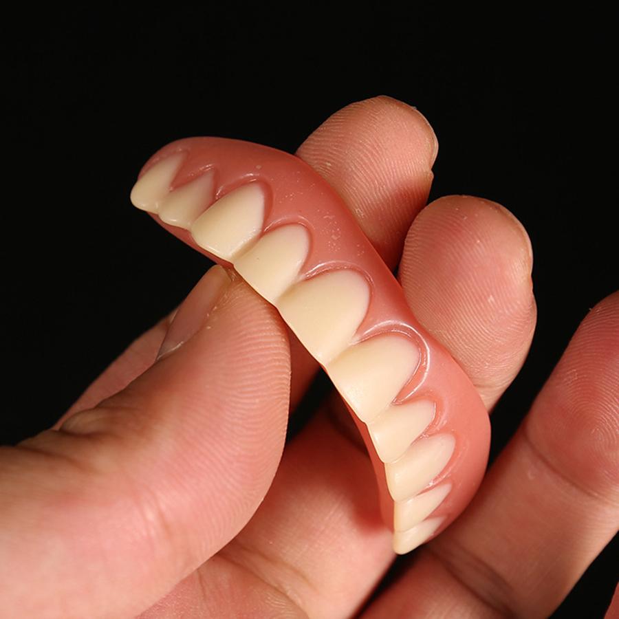 Set Upper & Lower Silicone False Teeth Dental Veneers Dentures False Tooth Smile