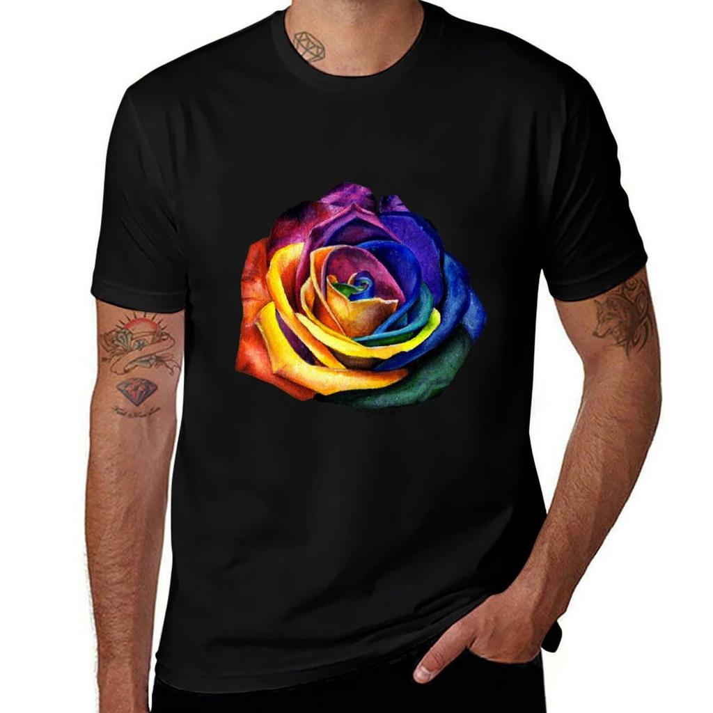 Rainbow T-Shirt Casual Simple Design Short Sleeve Shirt