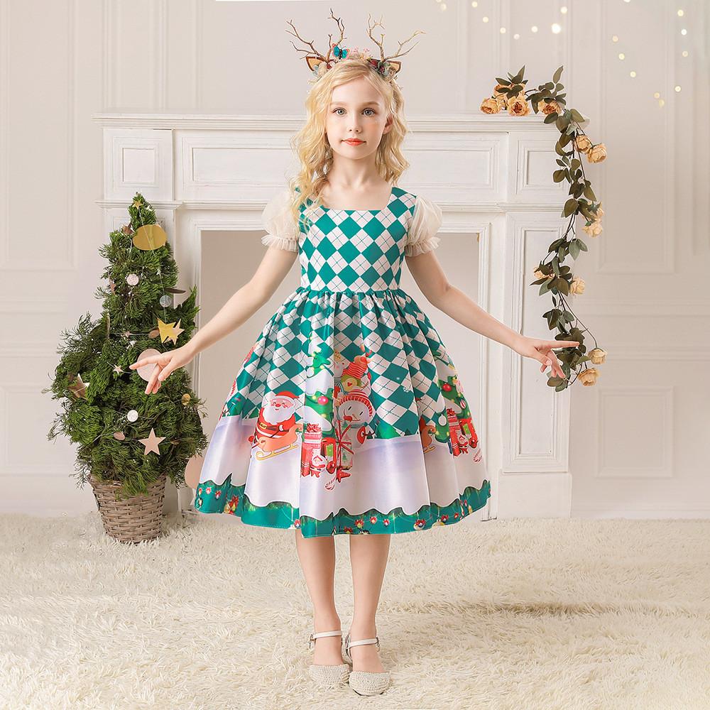 Kids Girls Santa Claus Xmas Snowman Princess Dress Children Christmas New Year Cosplay Costumes Kindergarten Performance Role Play Outfit