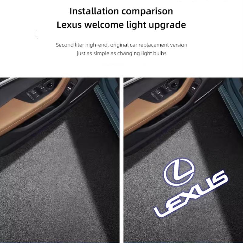 2Pcs Car Door Welcome Lamp HD LED Emblem Projector Lights For Lexus F-SPORT ES RX NX LS UX LM LX GX LC RZ IS CT GS RC HS SC TX