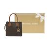 Michael Kors MK Mercer Series Classic French Vintage Monogram Color Block PVC Coated Canvas Accordion Bag Women Handbags Brown 35S1GM9M2B-BRN
