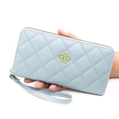 Elegant Women's Embroidery Zip Wallet with Multi-Card Slots and Crown Hardware