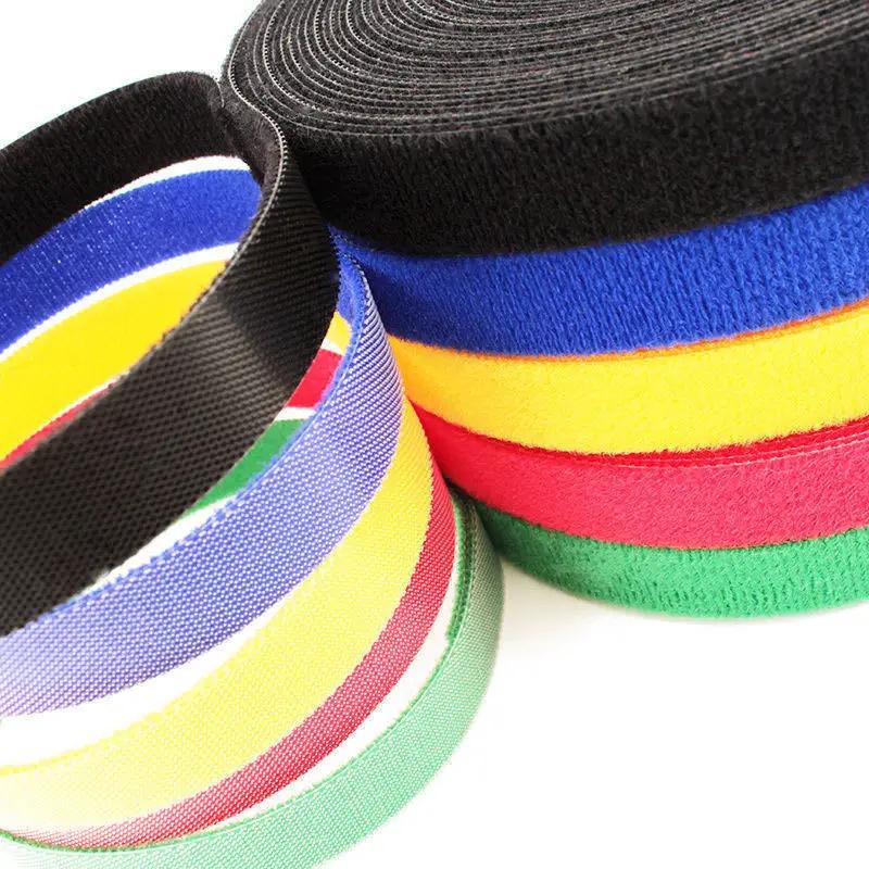 5M 20mm Reusable Fastening Tape Cable Ties Double Side Hook Roll Hook and Loop Straps Wires Cords Organizer