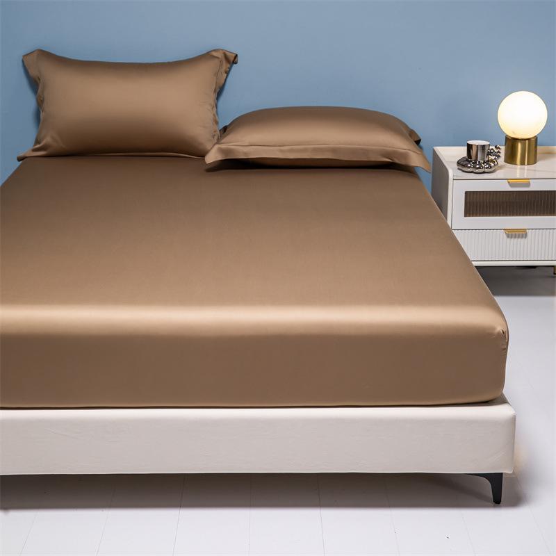 Four Seasons Tencel Fitted Sheet: Breathable, Cooling Nude Mattress Protector for Single/Double Beds.
