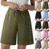 Women's Fashionable, Loose-Fit -Color Drawstring And Button Beach Shorts