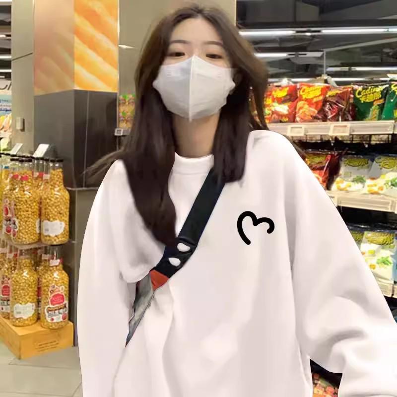 Women's Dark Green Round Neck Pullover Sweatshirt - 2024 Autumn Korean Style, Long Sleeve, Casual Design.