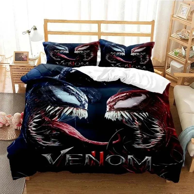 Venoms Beding Set Soft Duvet Cover Bed Linen Set Comfortable Quilt Cover Pilowcase Warm Comforter King Quen Sized Dimensions Young Boys Adult People