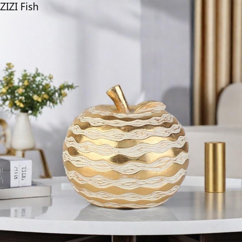 Creative Golden-plated Fruits Statue Apple/pear Ornaments Desk Decoration Resin Crafts Pineapple Sculpture Room Aesthetic Decor