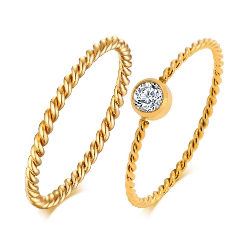 Chic Twisted Rope Slim Ring for Women, Stainless Steel Metal Wedding Rings Finger Band, New Elegant Simple Vintage Party Jewelry