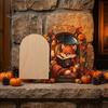 Decorative Baseboard Elf Door Wooden Halloween Decor, 2D Fairy Mouse Miniature Wall Autumn Theme Tale Ornaments Hanging, Rustic Shelf Ornament
