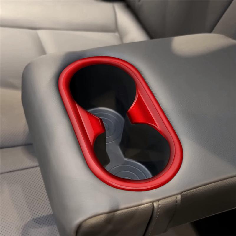 Car Rear Back Seat Water Cup Holder Panel Trim Frame For Hyundai KONA 2024+ Car Interior Replacement Accessories C