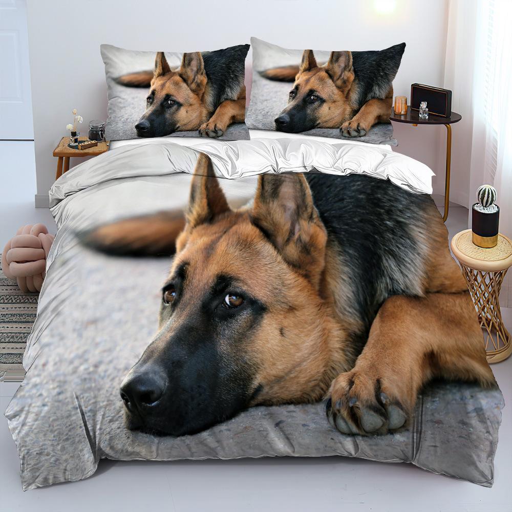 3D Digital Printing Pet Dog Series New Three-Piece Set Abrasive Cloth Quilt Cover Bedding Kit