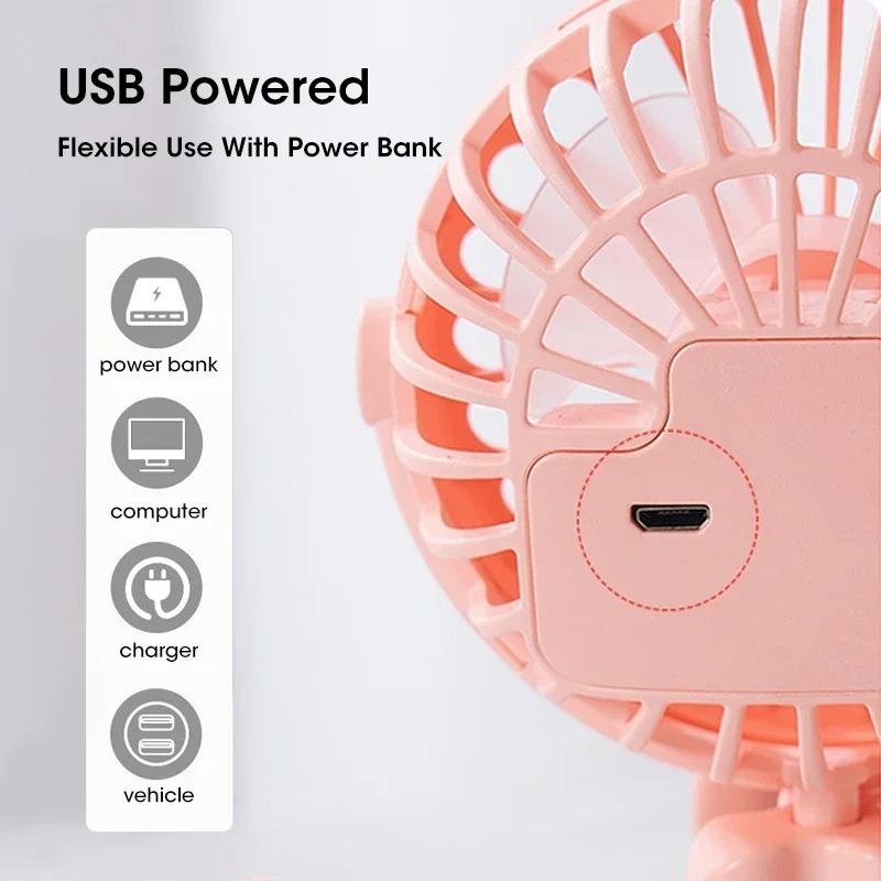 USB Mini Handheld Folding Fan Five-in-One Portable Silent Fan for Home Dormitory Baby Stroller Multiple Uses
