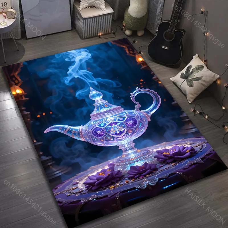 1PC Fairy Tale Wishing Lamp Painting Carpet for Living Room Bedroom Sofa Doormat Decor Sofa Table Area Rug Non-slip Floor Mat