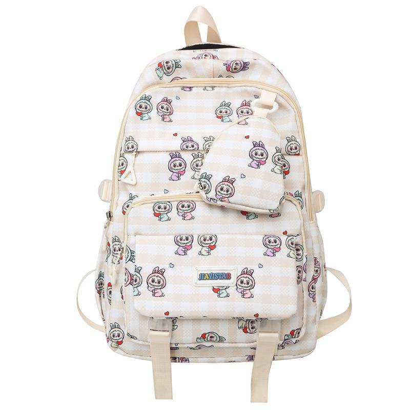 School Bag Rab Print Student School Bag, Female Primary School Students, Junior High School Students, Large Capacity School Backpack, Short-distance