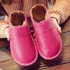 Männer Frauen Herbst und Winter Paar Leder Wasserdichte Baumwolle Hausschuhe Indoor Warm Non-slip Dicken sohlen Plüsch Schuhe