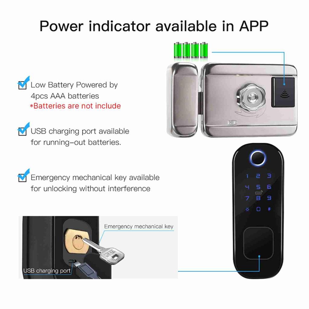 Smart Fingerprint Door Lock APP Timing Electronic Keyless Keypad Entry Door Lock with 6 Unlocking Wa