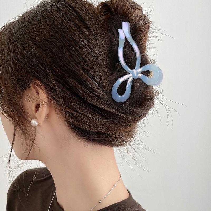 Jelly-colored Bow Back Head ClawLarge Hair Claw Updo Shark Clip Hair Accessory