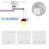 Wireless ON OFF RF433 Module Remote Control Light Switch 1/2/3 Gang Push Button Wall Light Switch For Light Bulb Chandelier