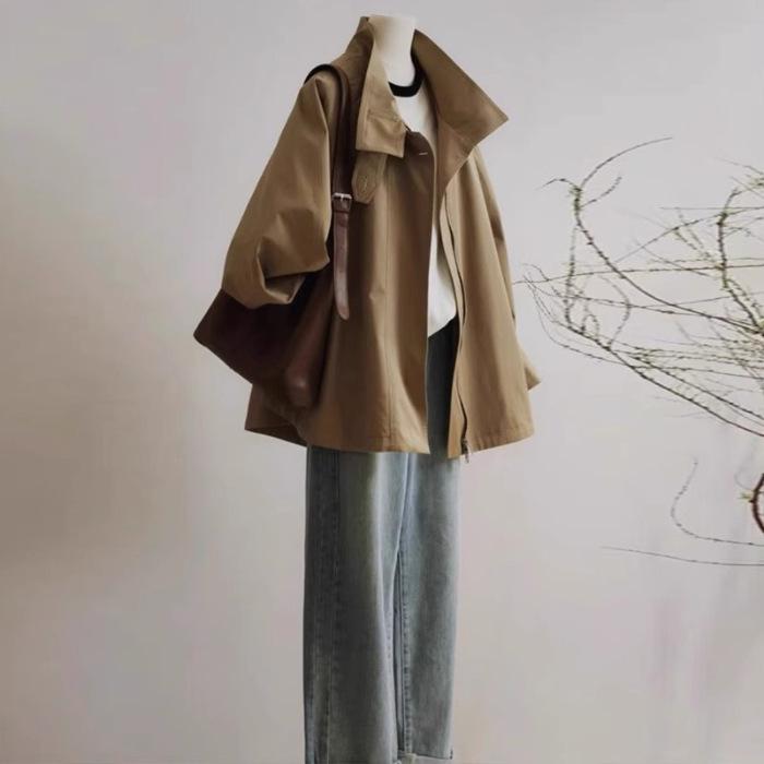 Women s Khaki Trench Coat Jacket: 2025 Spring/Autumn Collection - Petite, High-End & Stylish Korean/Japanese Design. XL