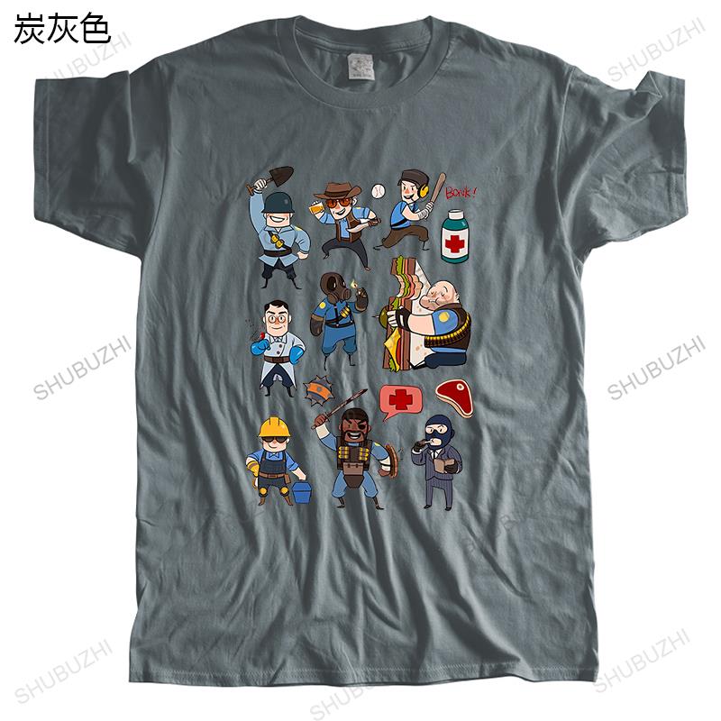Men Fashion Brand T-shirt O-neck Tshirt Team Fortress 2 - All Characters Classes with TF2 Logo Unisex Tee-shirt Teenagers Tops