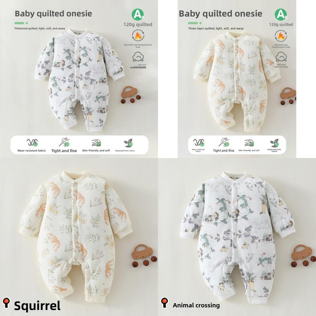 Baby Winter Cotton Romper With Thickened Insulated Fabric For Newborn Boys Girls