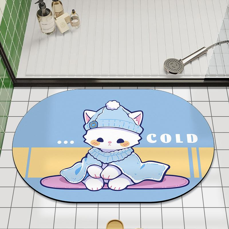 Bathroom Mat Household Toilet Soft Diatom Mud Absorbent Quick Dry Mat Toilet Door Non-slip Anti-fall Ground