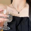 Baroque Pearl Black Love Necklace Femininity Internet Celebrity Stitching Accessories Design Sense Collarbone Chain