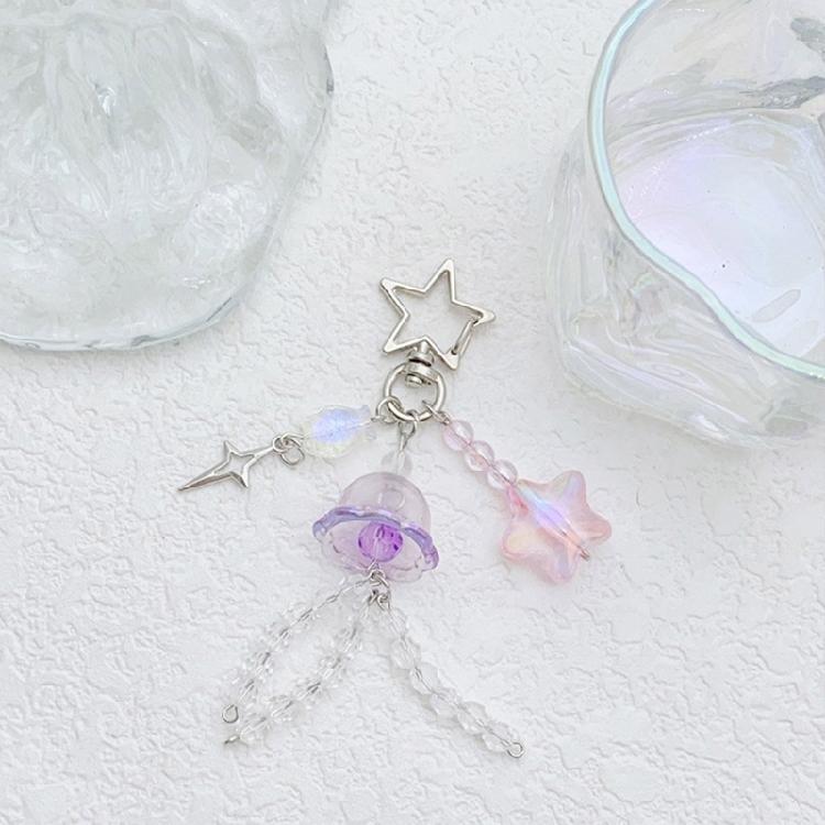 Stylish Jellyfish Starfish Fish Beaded Keychain Charm With Acrylic Bag Pendant Keychain Keyring for Elegant Women