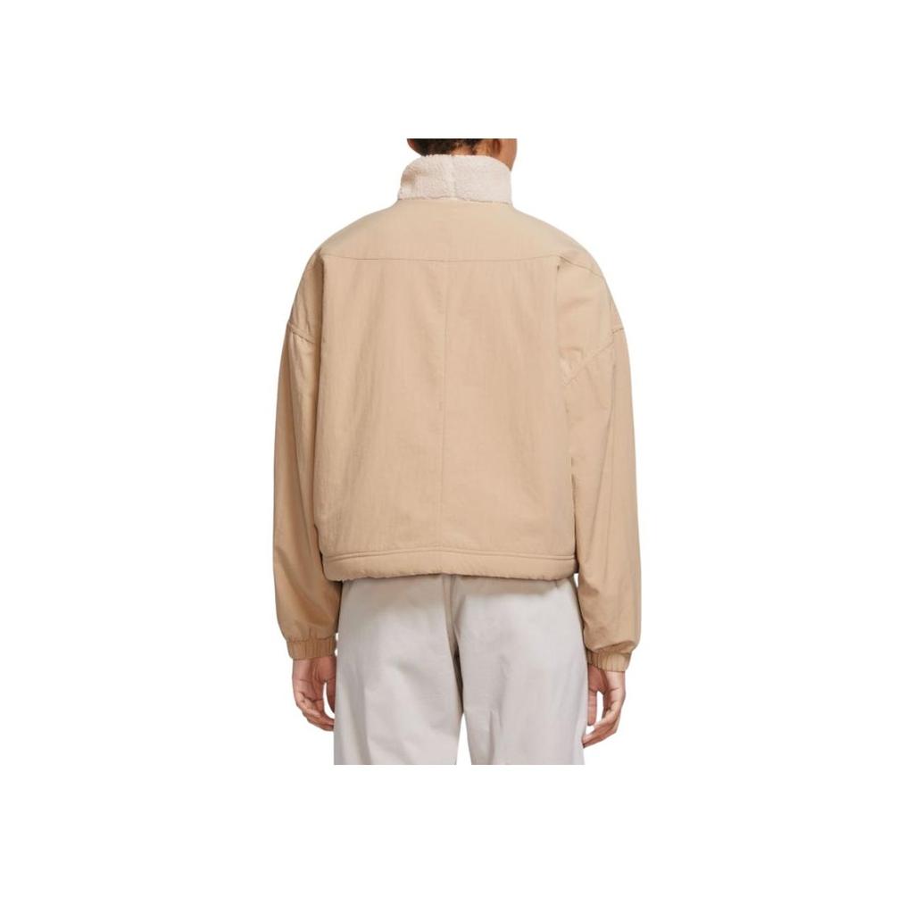 Nike Spliced Logo Embroidered Funnel Neck Fleece Jacket Women Outerwear Lotus-Pink DQ6847-200