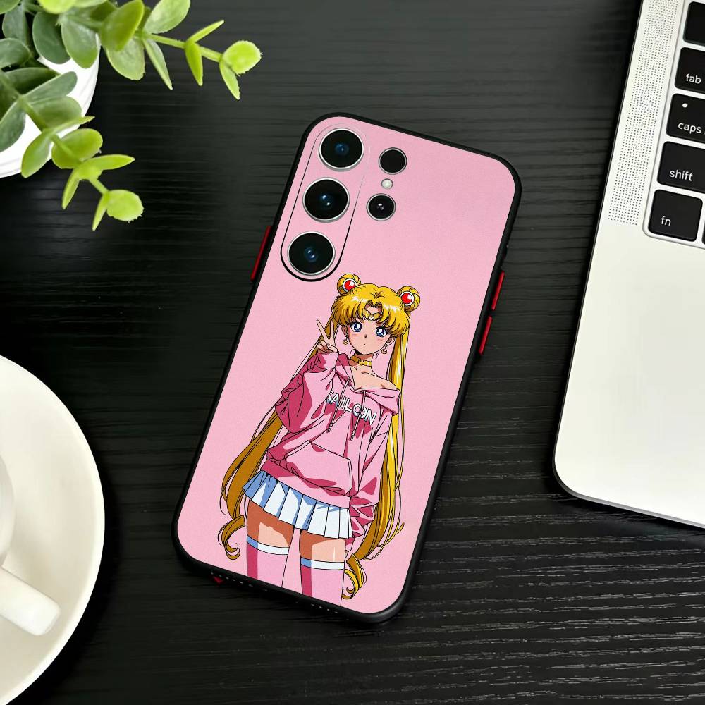 Cartoon G-Sailor M-Moons Phone Case For Samsung S26,S25,S24,S23,S22,S21,S20,S30,Ultra,Plus,Fe,Note,5G Black Cover
