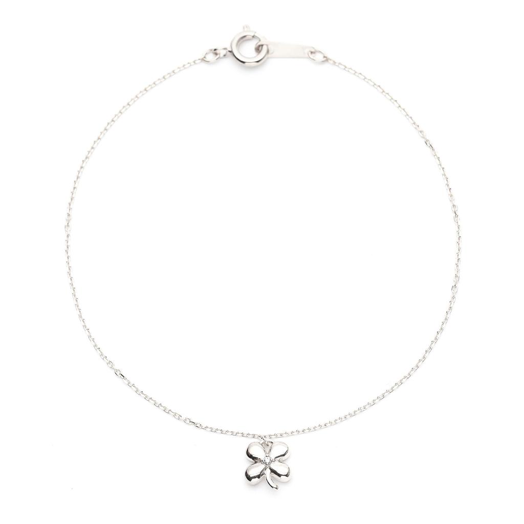 BLOOM Rhodium Cubic Clover [Official] Women's Bracelet, Silver, Plated, Zirconia, Motif, 0774-0464-0019-0000