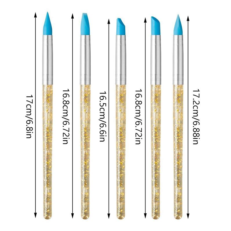5 Stück/Set Silikon Nail Art Stift Pinsel UV Gel Politur Spitze 3D Bild DIY Punktier Politur Pinsel Skulptur Stift DIY Maniküre Werkzeug